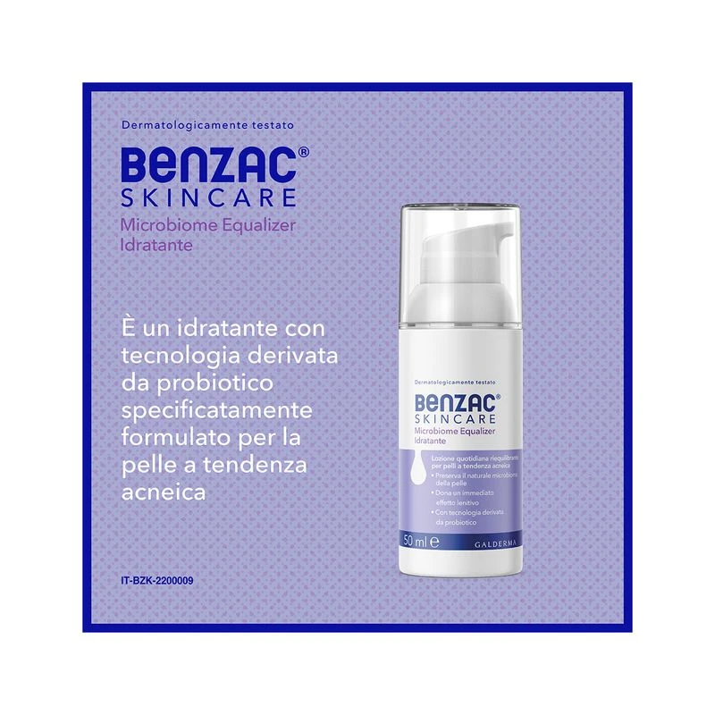 Galderma Benzac Skincare Microbiome Equalizer Lozione Idratante Viso Pelle Acneica 50ml 1 Galderma Benzac Skincare Microbiome Equalizer Lozione Idratante Viso Pelle Acneica 50ml