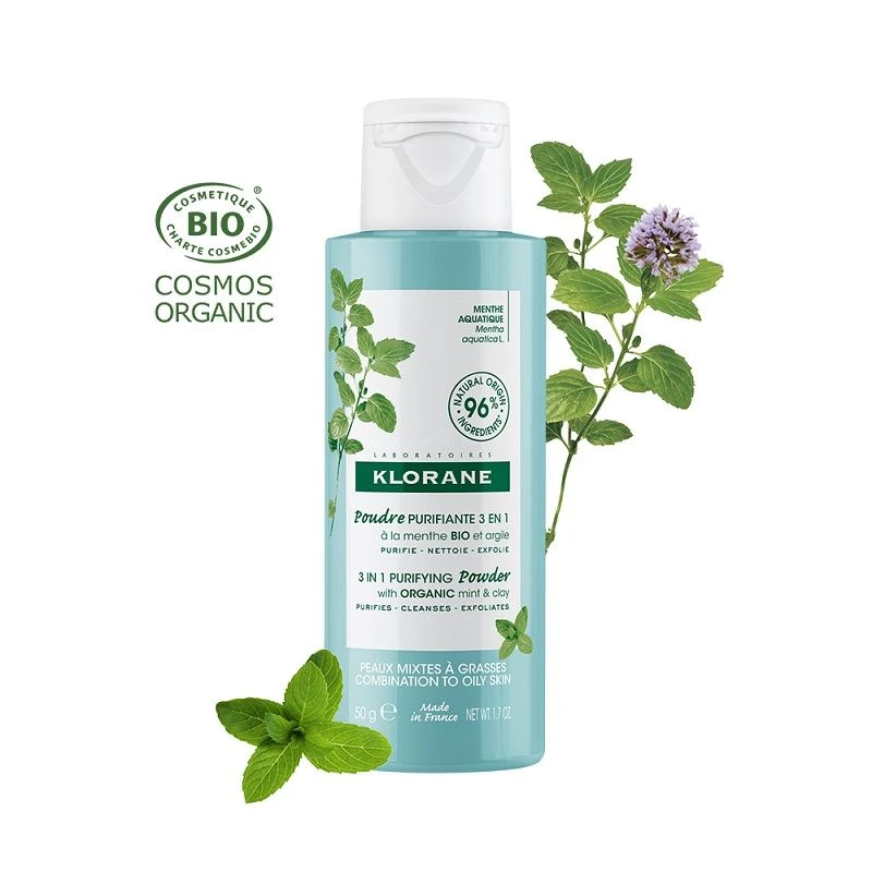 Klorane Polvere Purificante 3 In 1 Alla Menta BIO E All'Argilla 50g 1 Klorane Polvere Purificante 3 In 1 Alla Menta BIO E All'Argilla 50g
