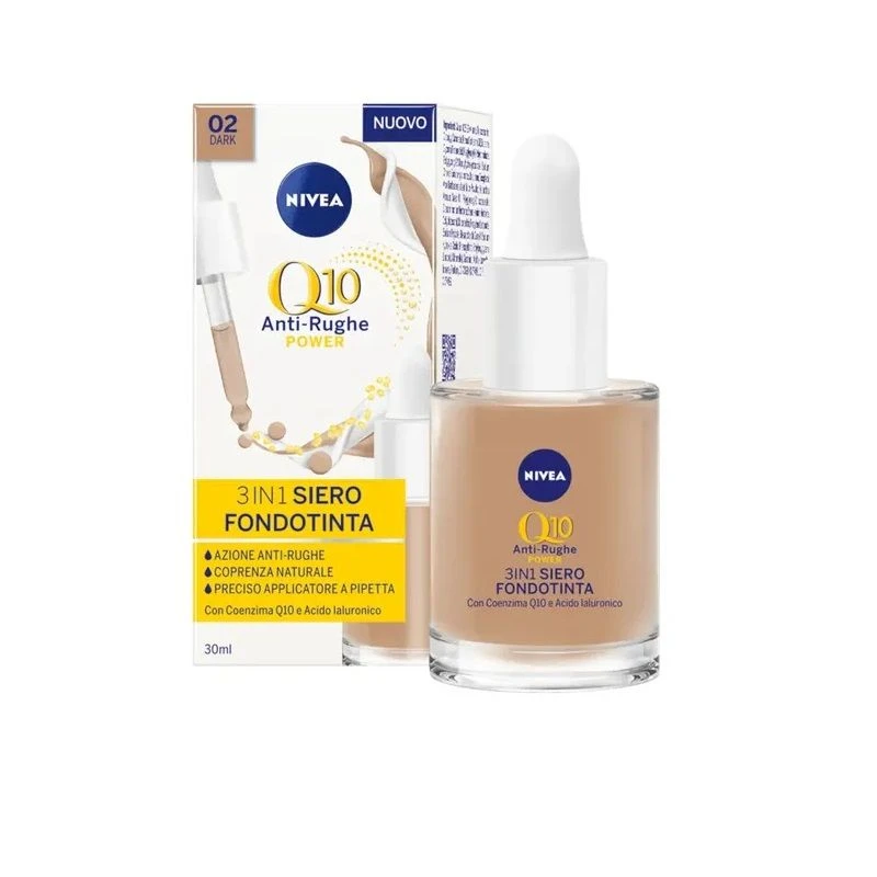 Nivea Face Q10 Antirughe Power 3In1 Siero Fondotinta Dark 30ml 1 Nivea Face Q10 Antirughe Power 3In1 Siero Fondotinta Dark 30ml